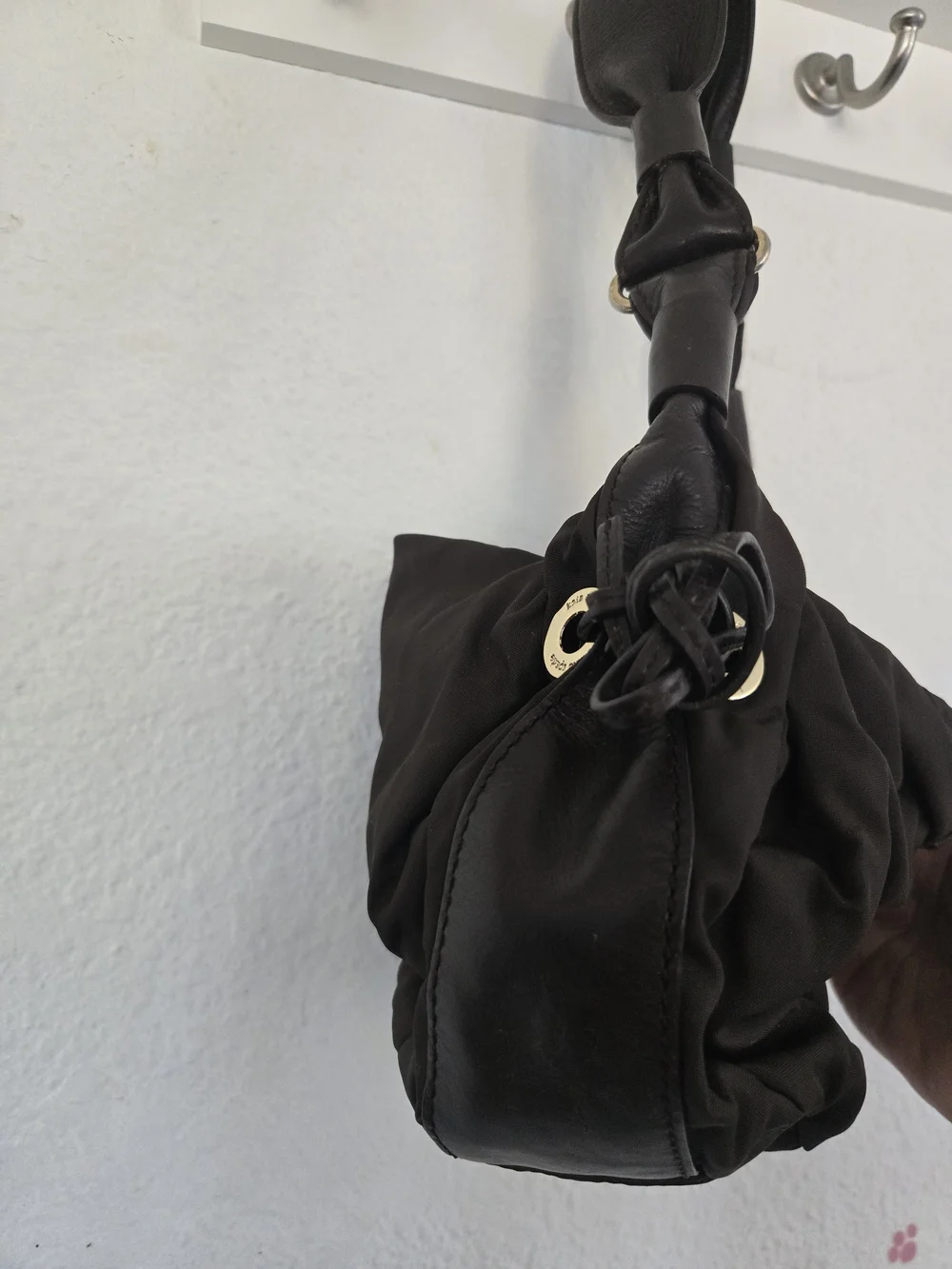 kate spade Black Hobo Shoulder Bag with Knotted Side Details
